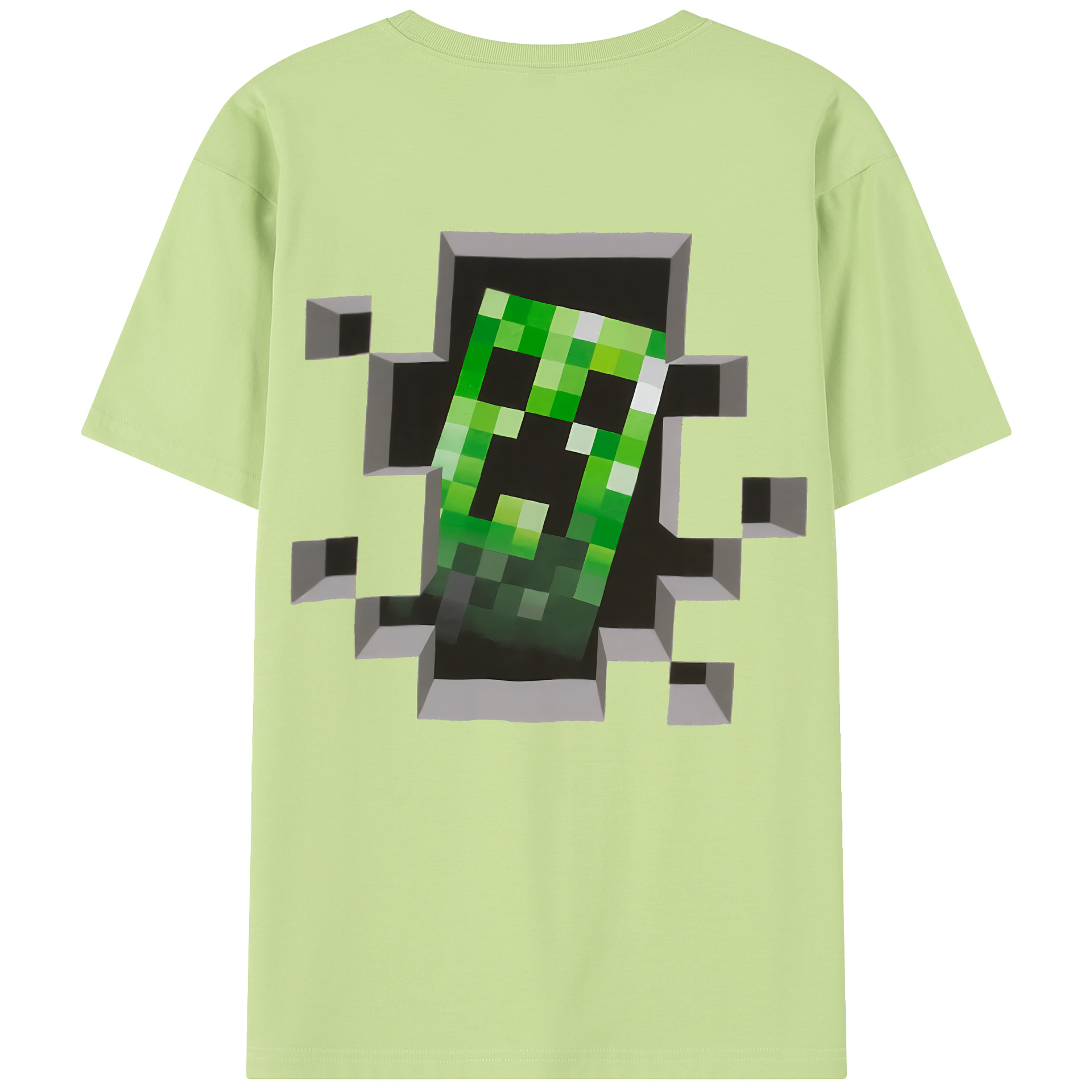 （画像用） マインクラフト ブロックの世界 Minecraft MC Block world 綿100％半袖Tシャツ（背面プリント）